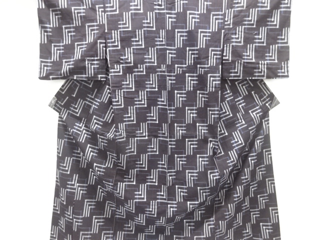 JAPANESE KIMONO / ANTIQUE HITOE KIMONO / KURUME KASURI / GEOMETRIC